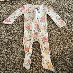 Cloud Island footie pajamas with tropical flowers